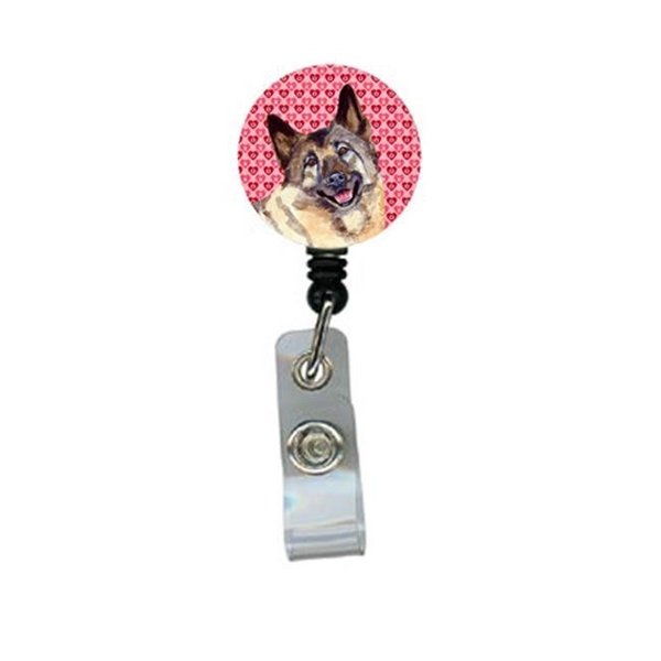 Teacher'S Aid Norwegian Elkhound Valentines Love and Hearts Retractable Badge Reel or ID Holder with Clip TE236728